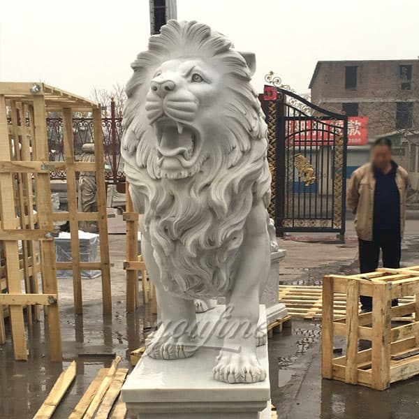 Outdoor big lion statues pair for front porch-Marble/Bronze ...