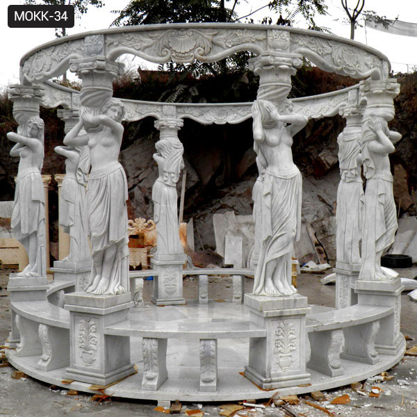 lady stone gazebo with column-Garden Stone Sculptures