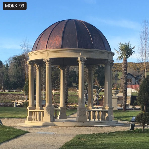 Outdoor Marble Stone Garden Gazebo With Metal Roof