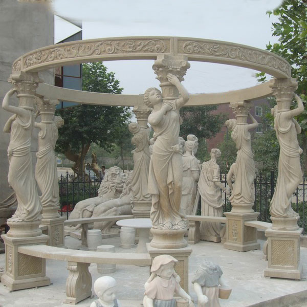 No. TMG-05 Retro decorative pavilion with lady statues and benches for outdoor decor